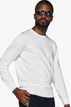 Maglia girocollo basic in cotone panna