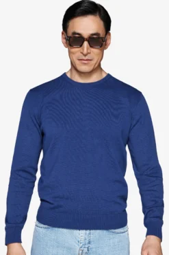 Maglia girocollo basic in cotone royal