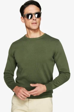 Maglia girocollo basic in cotone verde