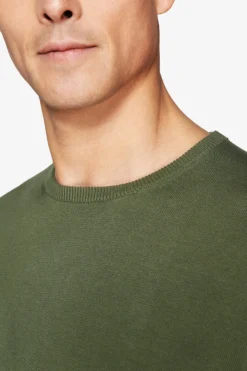 Maglia girocollo basic in cotone verde