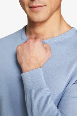 Maglia girocollo basic in cotone azzurra