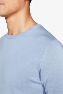 Maglia girocollo basic in cotone azzurra