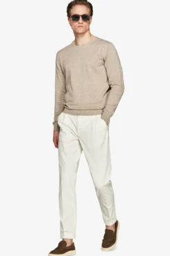 Maglia girocollo basic in cotone tortora