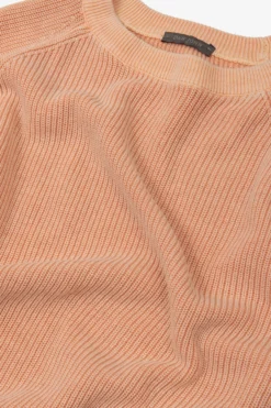 Maglia girocollo costina albicocca