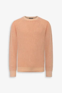 Maglia girocollo costina albicocca