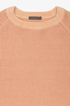 Maglia girocollo costina albicocca