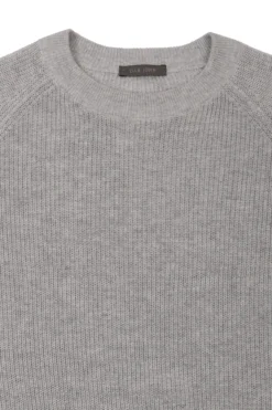 Maglia girocollo costina grigio chiaro