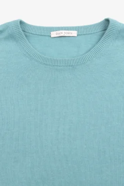 Maglia girocollo cotone turchese