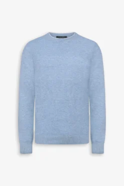 Maglia girocollo effetto melange celeste