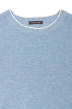 Maglia girocollo effetto melange celeste