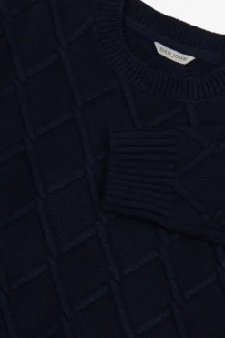 Maglia girocollo fantasia 3D blu