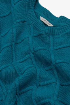 Maglia girocollo fantasia 3D petrolio