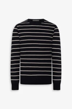 Maglia girocollo righe a contrasto blu
