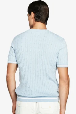 Maglia girocollo treccia celeste DNJ