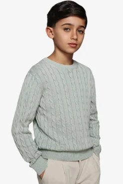 Maglia girocollo treccia salvia Kids