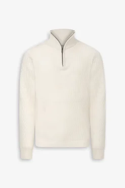 Maglia mezza zip costa inglese panna