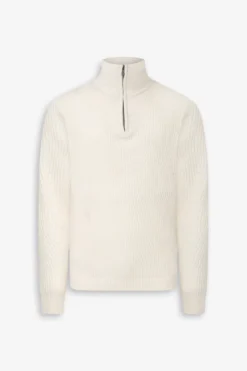 Maglia mezza zip costa inglese panna