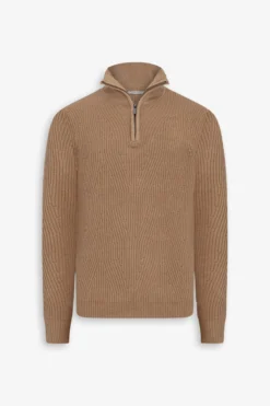 Maglia mezza zip costa inglese cammello