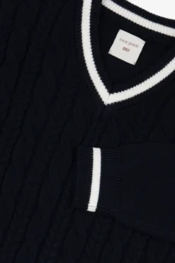 Maglia scollo a V college DNJ blu