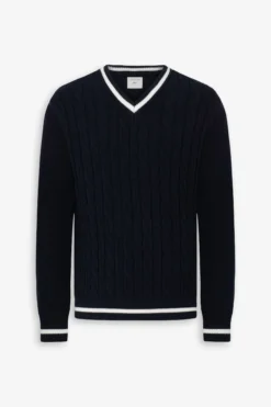 Maglia scollo a V college DNJ blu