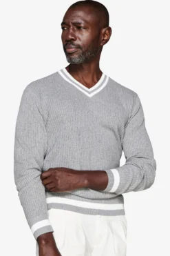 Maglia scollo a V grigia DNJ