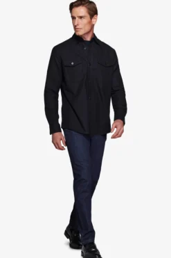 Overshirt effetto flanella blu