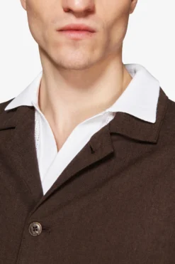 Overshirt misto lino moro