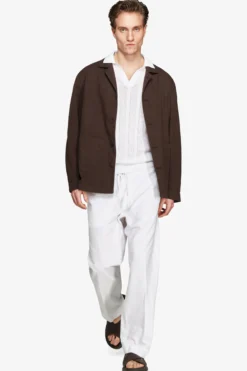 Overshirt misto lino moro