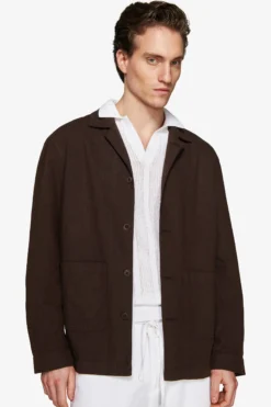 Overshirt misto lino moro