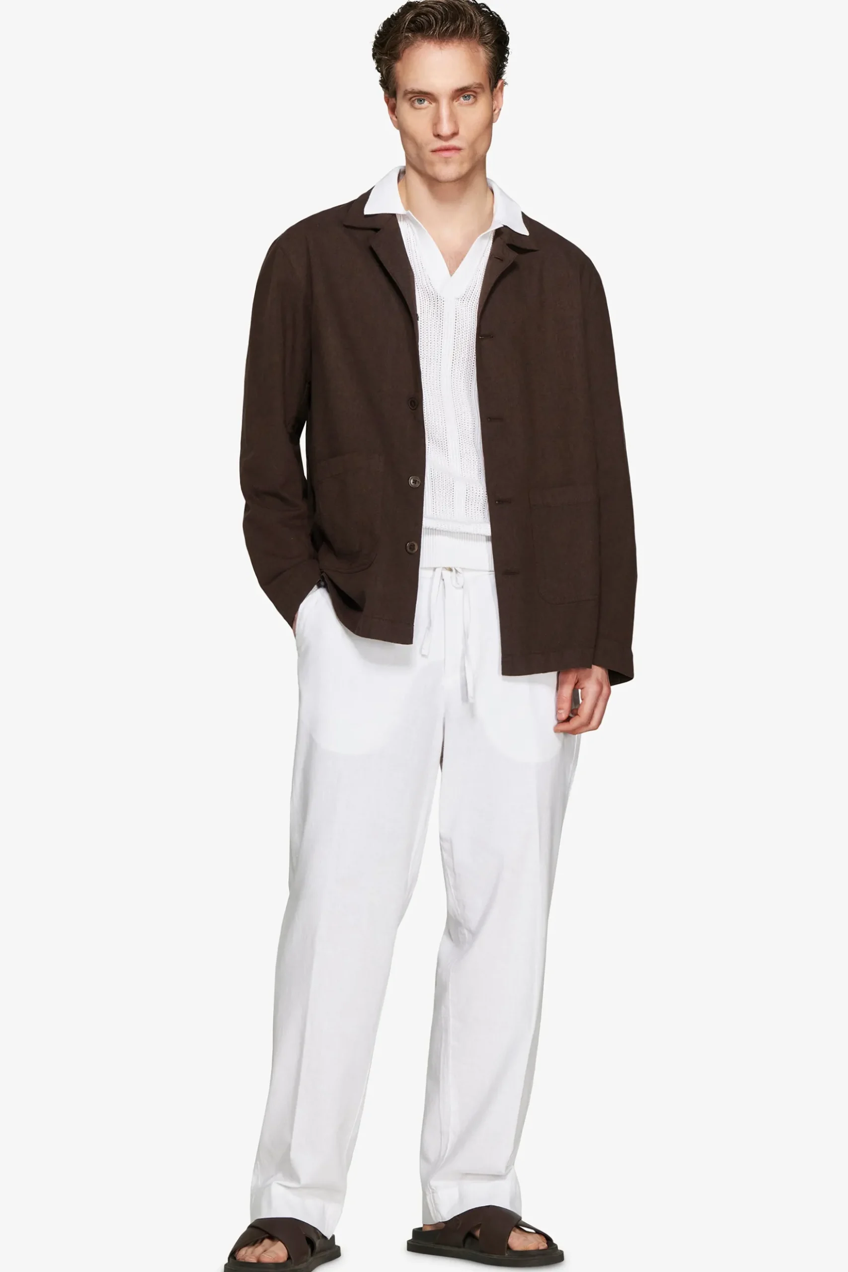 Overshirt misto lino moro "Volume"