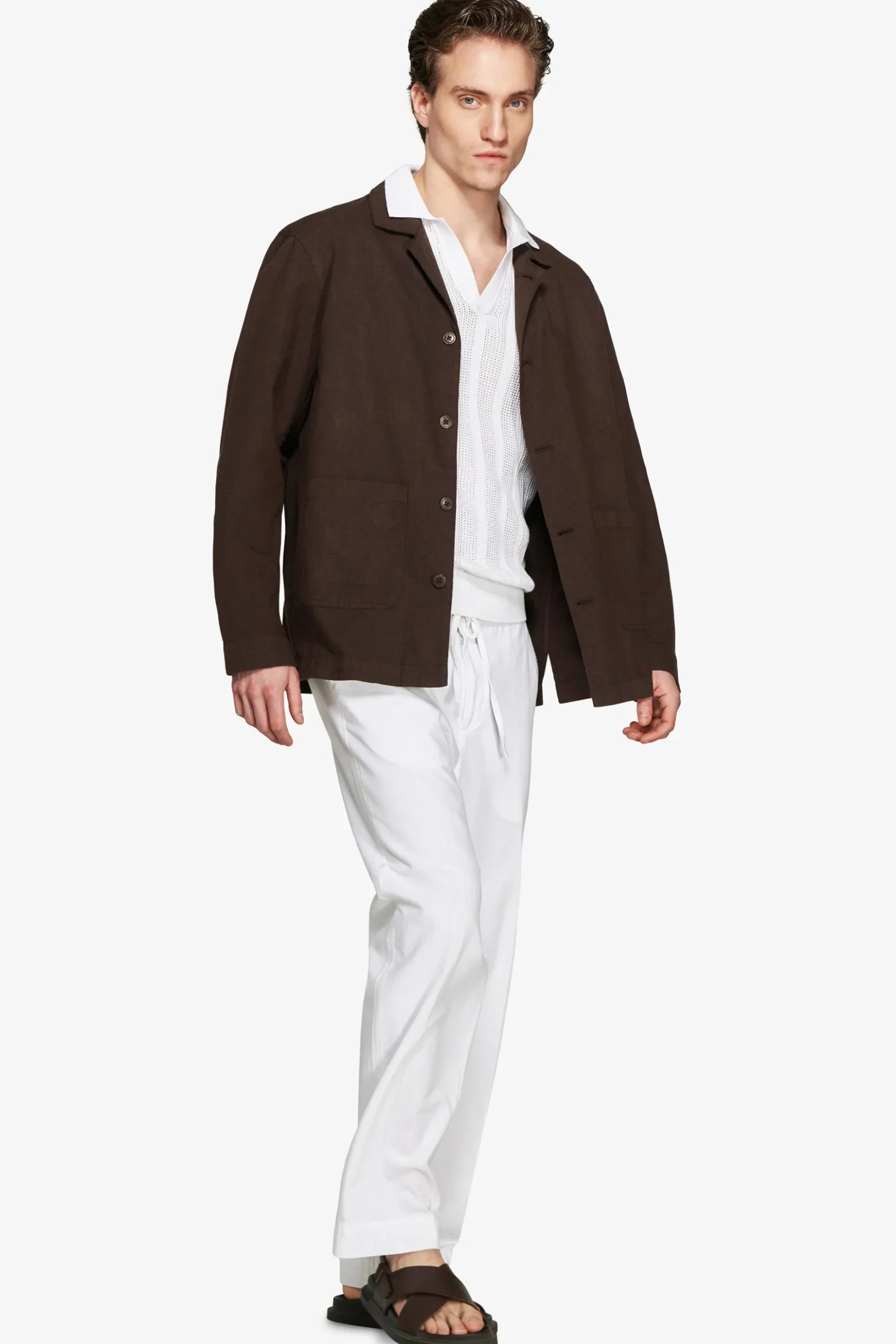 Overshirt misto lino moro "Volume"