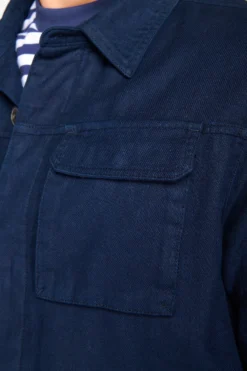 Overshirt misto lino navy