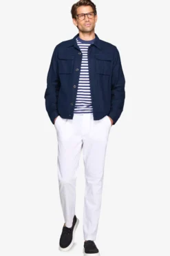 Overshirt misto lino navy