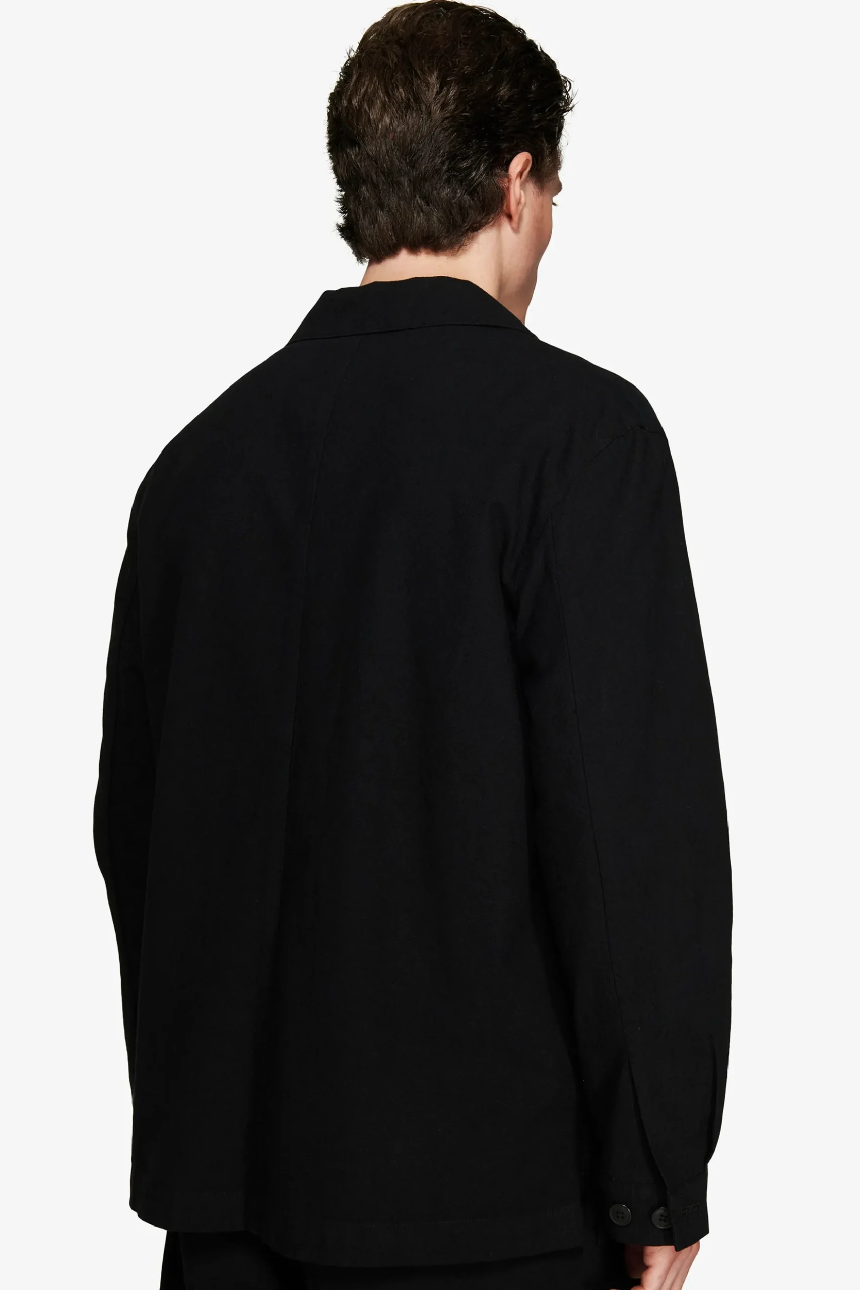 Overshirt misto lino nera "Volume"