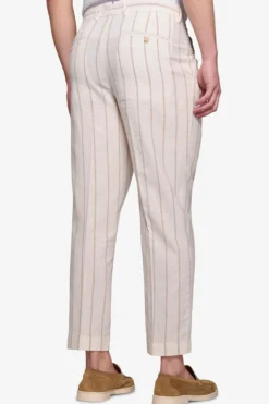 Pantaloni gessati panna