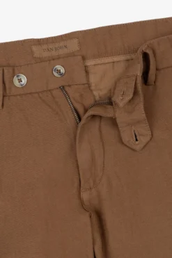 Pantaloni misto lino fiammato tabacco