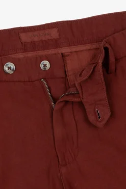 Pantaloni misto lino fiammati mattone