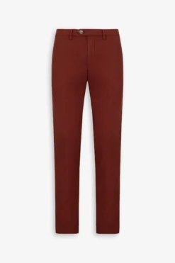 Pantaloni misto lino fiammati mattone