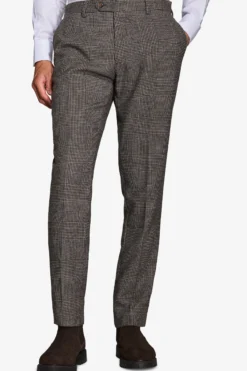 Pantaloni Principe di Galles misto lana tortora