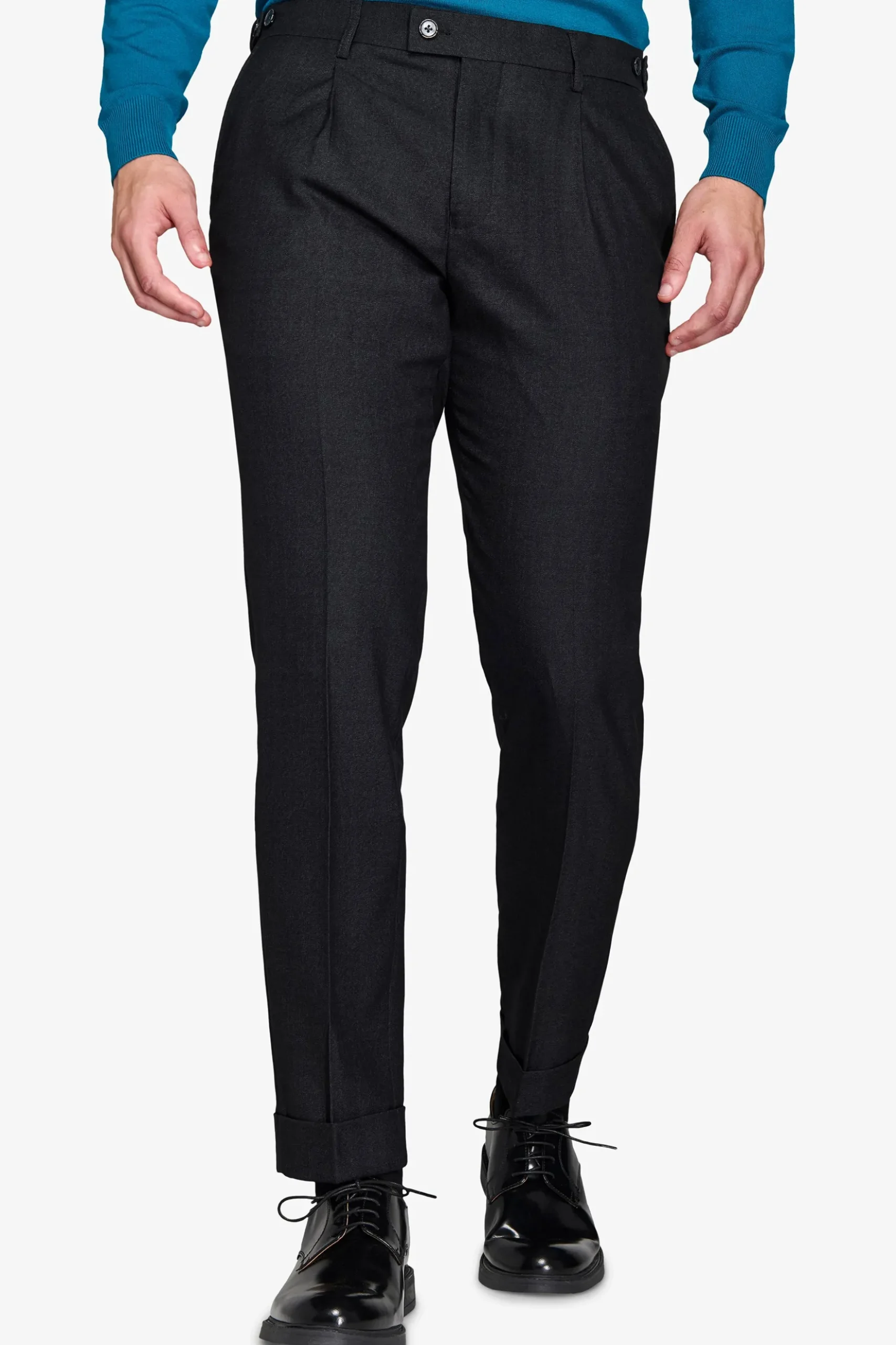 Pantaloni twill melange neri
