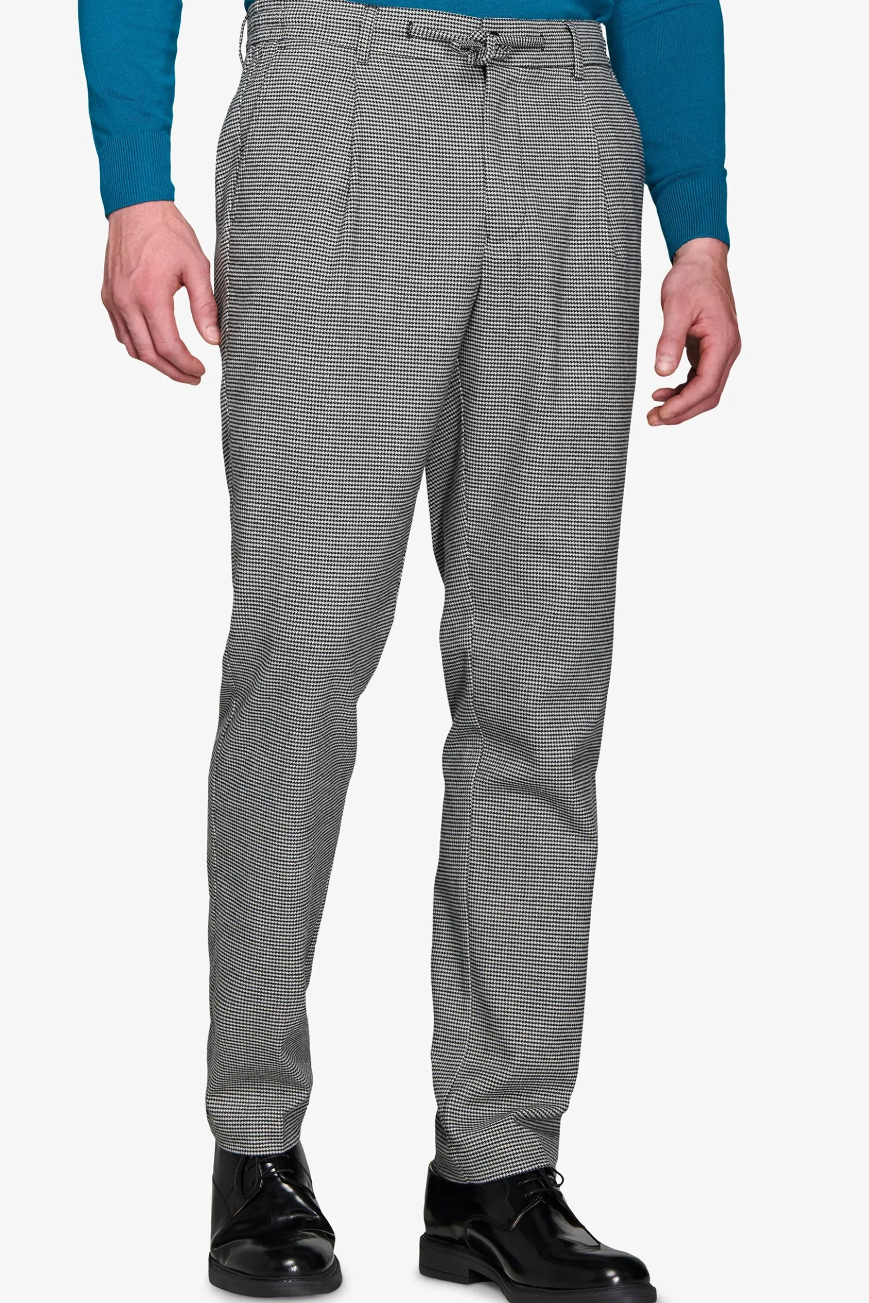 Pantaloni worker pied de poule grigio