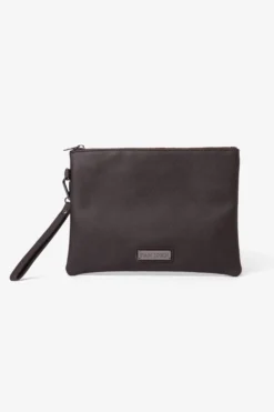 Pochette in ecopelle saffiano moro