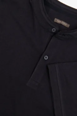 Polo coreana in piquet blu
