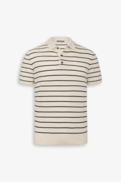 Polo in maglia a righe contrasto sabbia