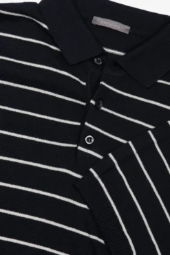 Polo in maglia a righe contrasto navy