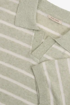 Polo in maglia a righe melange salvia