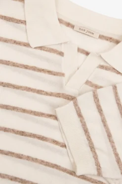 Polo in maglia a righe melange tortora