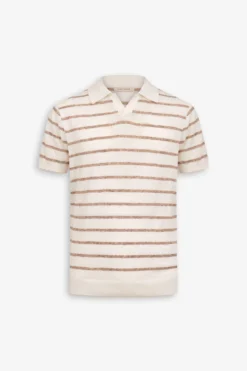 Polo in maglia a righe melange tortora