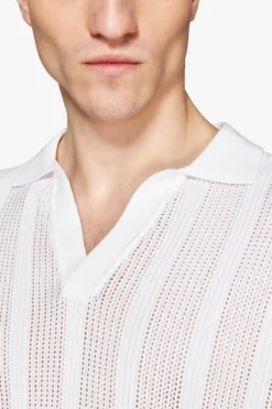 Polo in maglia armaturata bianca