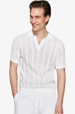 Polo in maglia armaturata bianca